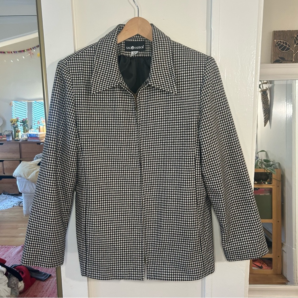 Clueless Vibes! Vintage houndstooth wool blend coat